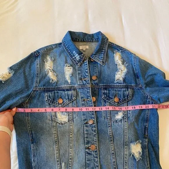 Tobi Oversized Distressed Blue Denim Jean Jacket - Picture 11 of 12